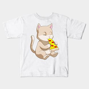 Cat with Pizza Kids T-Shirt